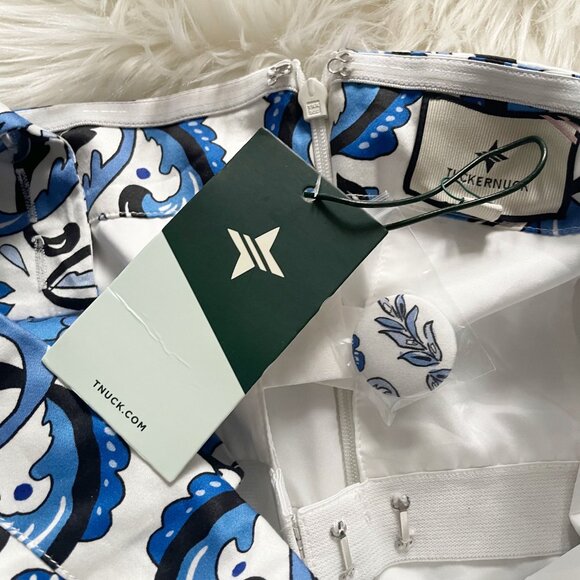 NEW Tuckernuck Blue White Majolica Tile Marnie Cotton Blend Sleeveless Top - Picture 7 of 8